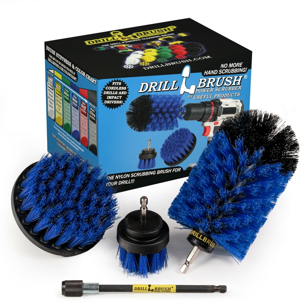 Drillbrush Medium Blue Drill Brushes with Extender - Clean pool & aquarium