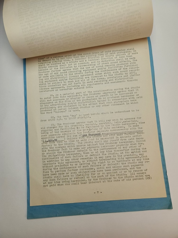 INVITATION PLAYHOUSE / Rene Williams, 1951 signed TV contract document