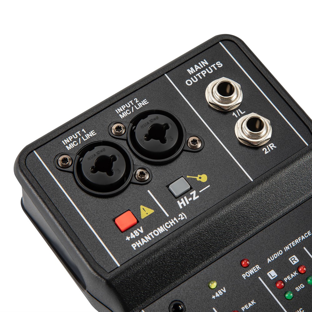 2 Channel Mixing Console Live Studio Audio DJ Mixer Sound Board USB Interface