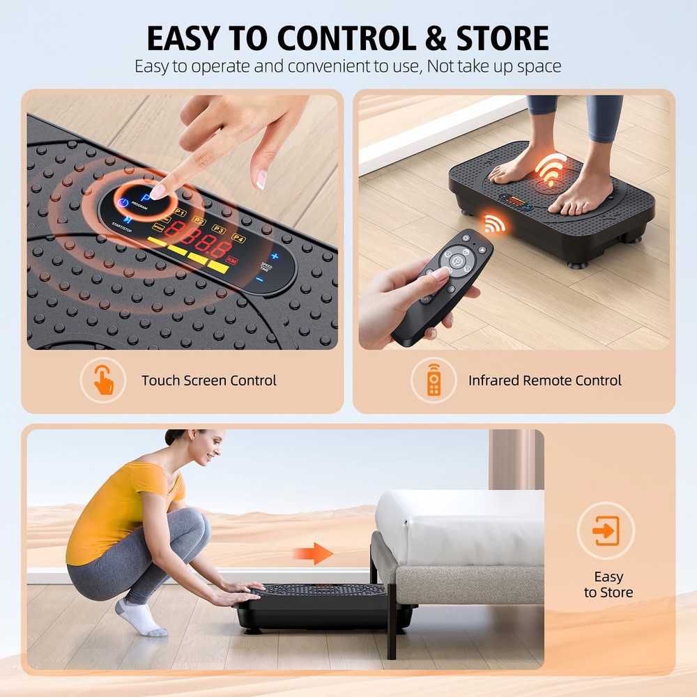 Vibration Fitness Plate Exercise Machine, Professional Automatic Mode Full-Bo...