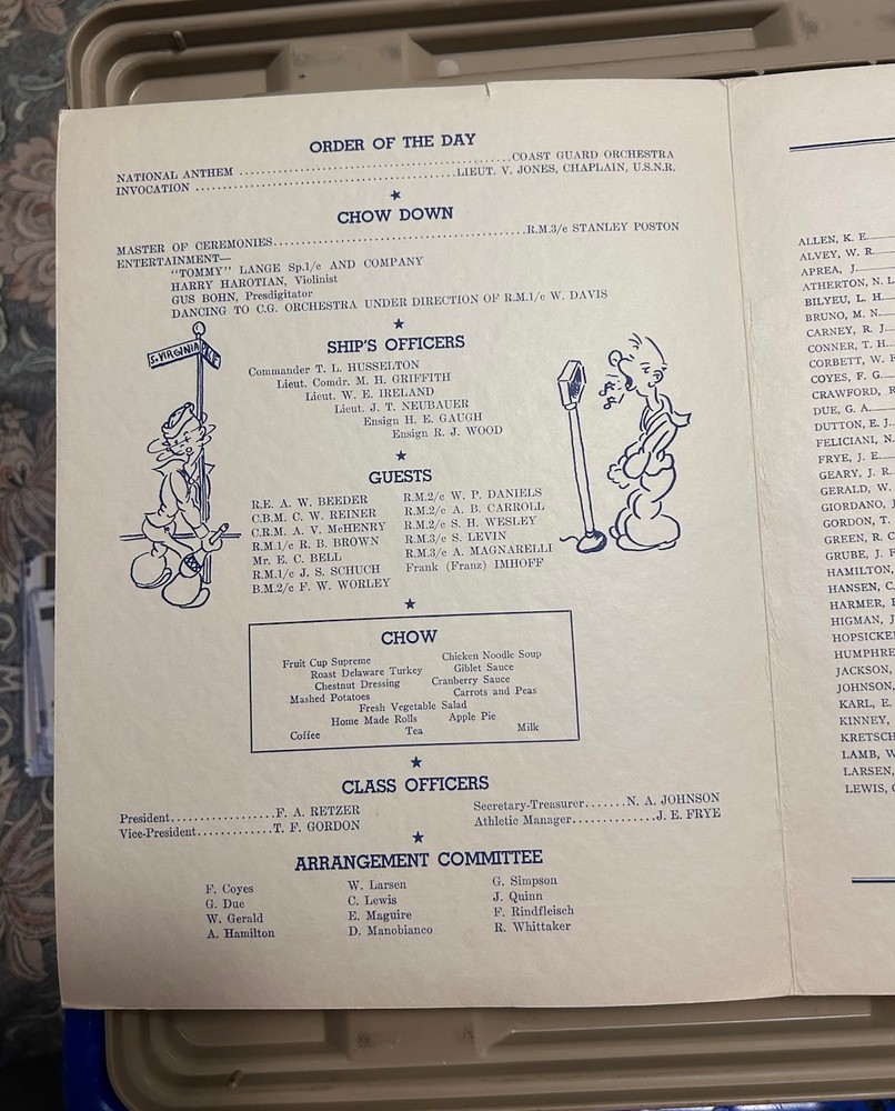 World War 2 Coast Guard Chow Program Dance Programs