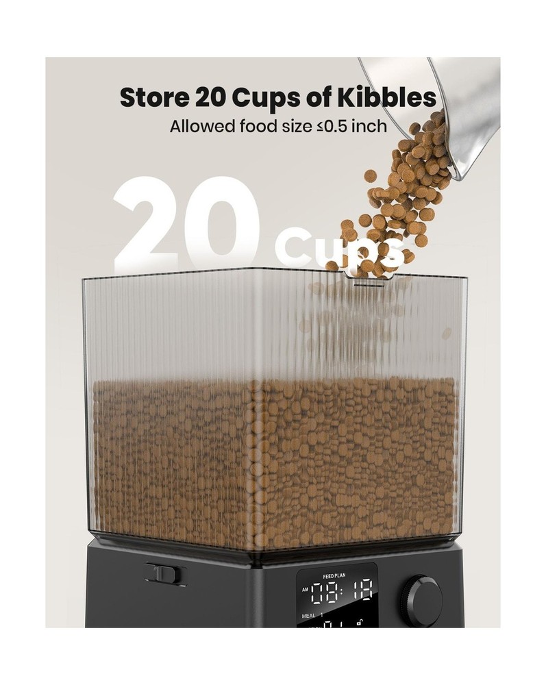 Automatic Cat Feeder for 2 Cats Precise Portion Control and 10sec Voice Recorder