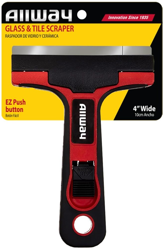 4 Inch Glass And Tile Scraper Comfortable Soft Grip Quick Blade Change Tool