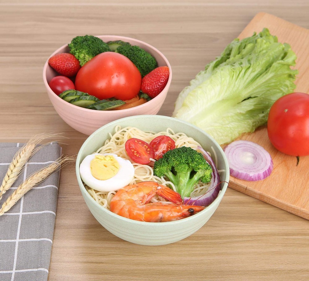 LuckyZone Wheat Straw Dinnerware Sets for 4 (Reusable Plates, Bowls & Cups) - Li
