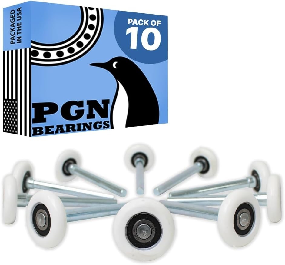 Durable 2" Nylon Rollers for Garage Doors - Quiet & Smooth, 10 Pack with 4" Stem