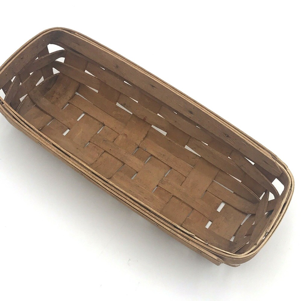 Longaberger Maple Handwoven 1990 Cracker Bread Fruit Basket Signed 11.5" x 5"