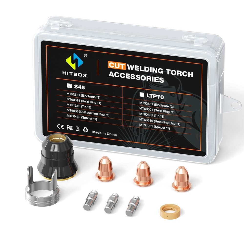 S45 Plasma Cutter Accessory Kit, Suitable for Most Low-Frequency Welding Torc...