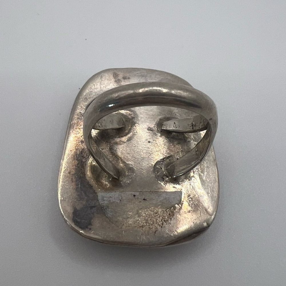 Square Face Turquoise Sterling Silver 925 Ring, Size 5.5