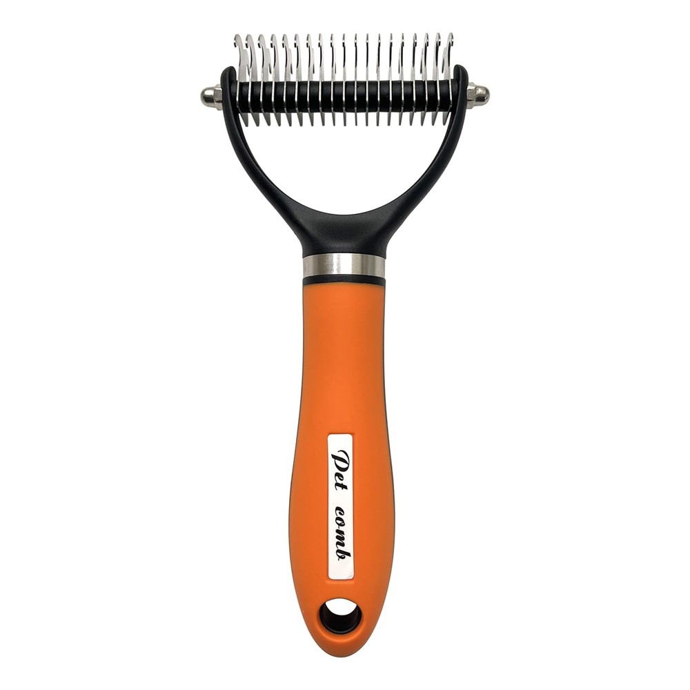 Dog Brush Shedding Tool for Long-Haired Dogs Deshedding Grooming Tool Orange