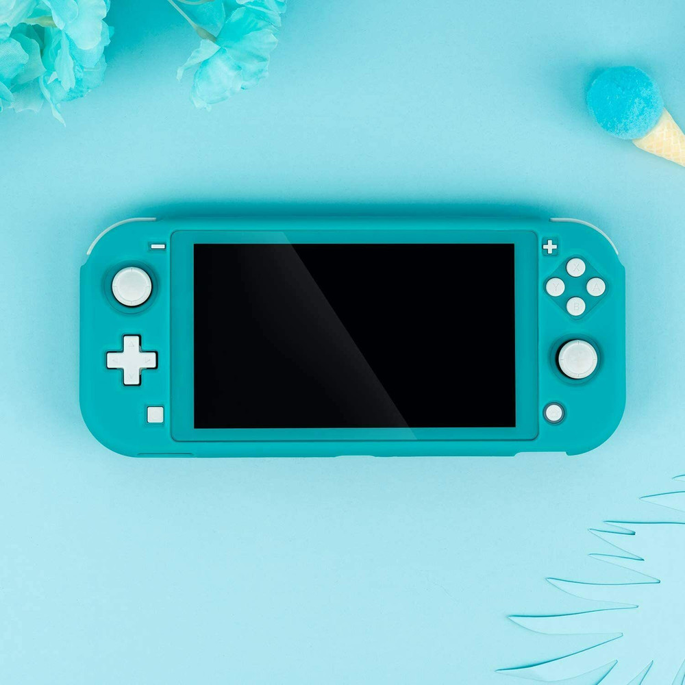 For Nintendo Switch Lite Green Shell Protective Case + 4 X Thumb Grip Caps