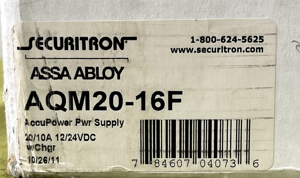 Securitron AQM20-16F Power Supply – 20A Access Control PSU