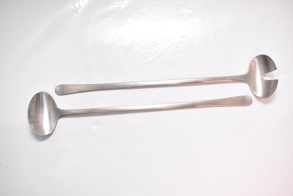 Georg Jensen Copenhagen 2PC Stainless Flatware Salad Serving Utensil Set LONG