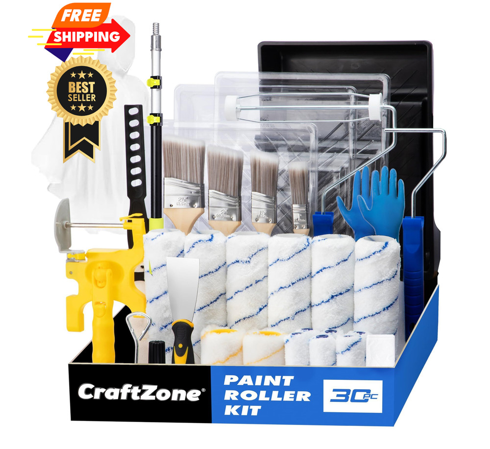 30PCS Paint Roller Kit with Extension Pole-2 to 4 FT,Wall 16inch, Multiple