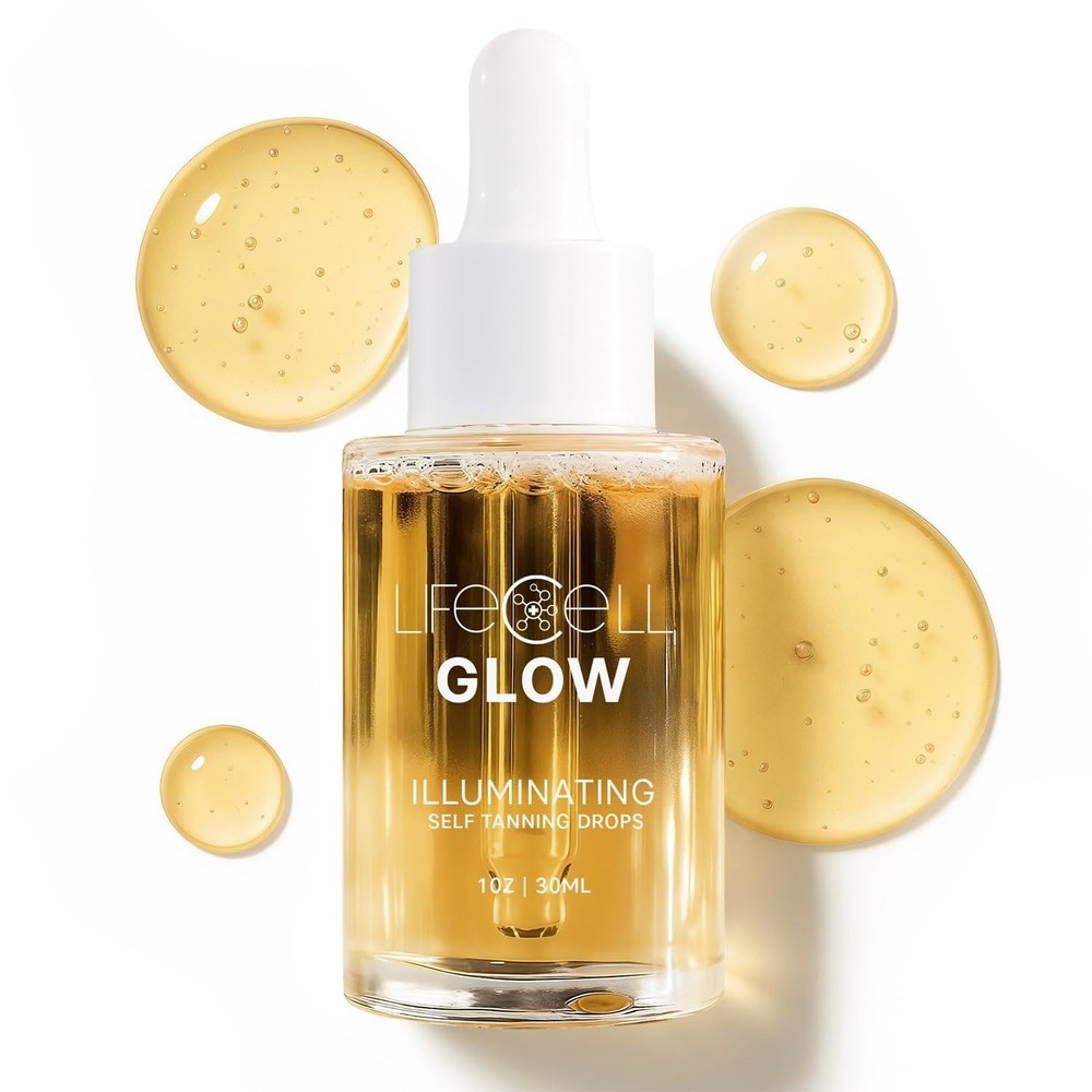 LifeCell Glow Self-Tanning Drops for Face & Body, DHA & Squalane Formula, Cus...