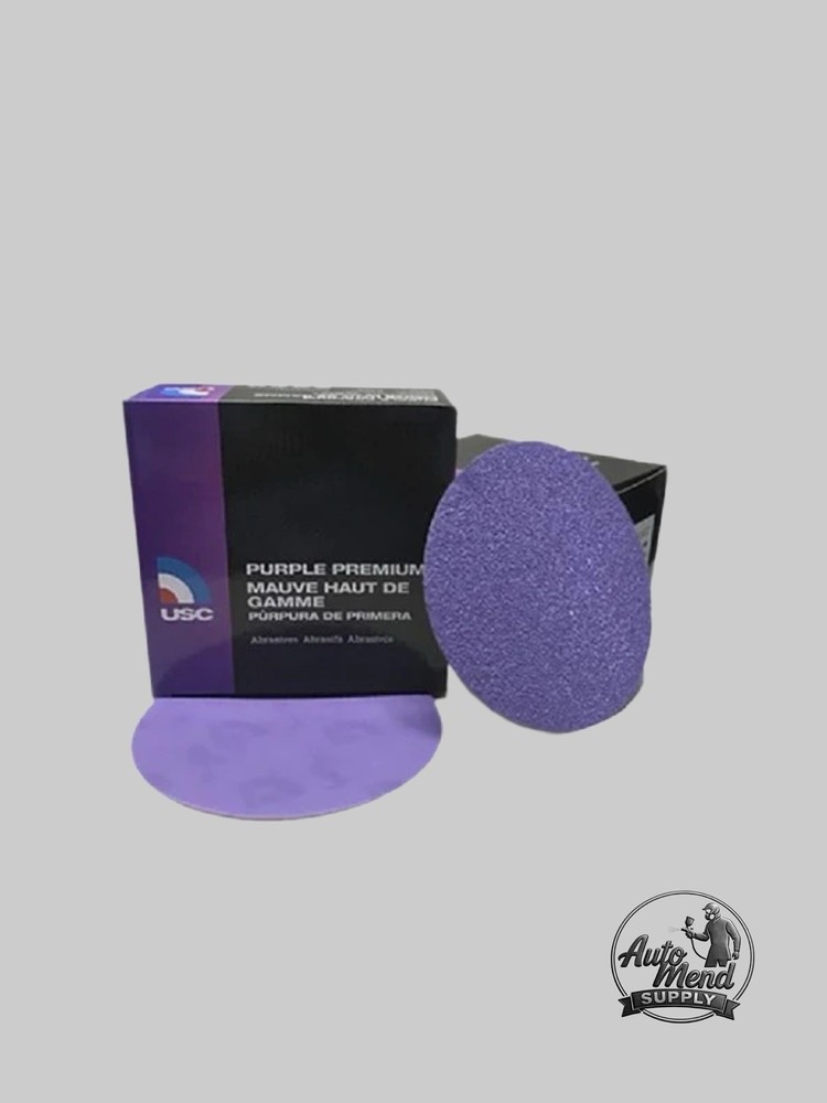USC 991406 Purple Premium 6” 80 Grit Hook & Loop DA Sanding Discs 50/Box