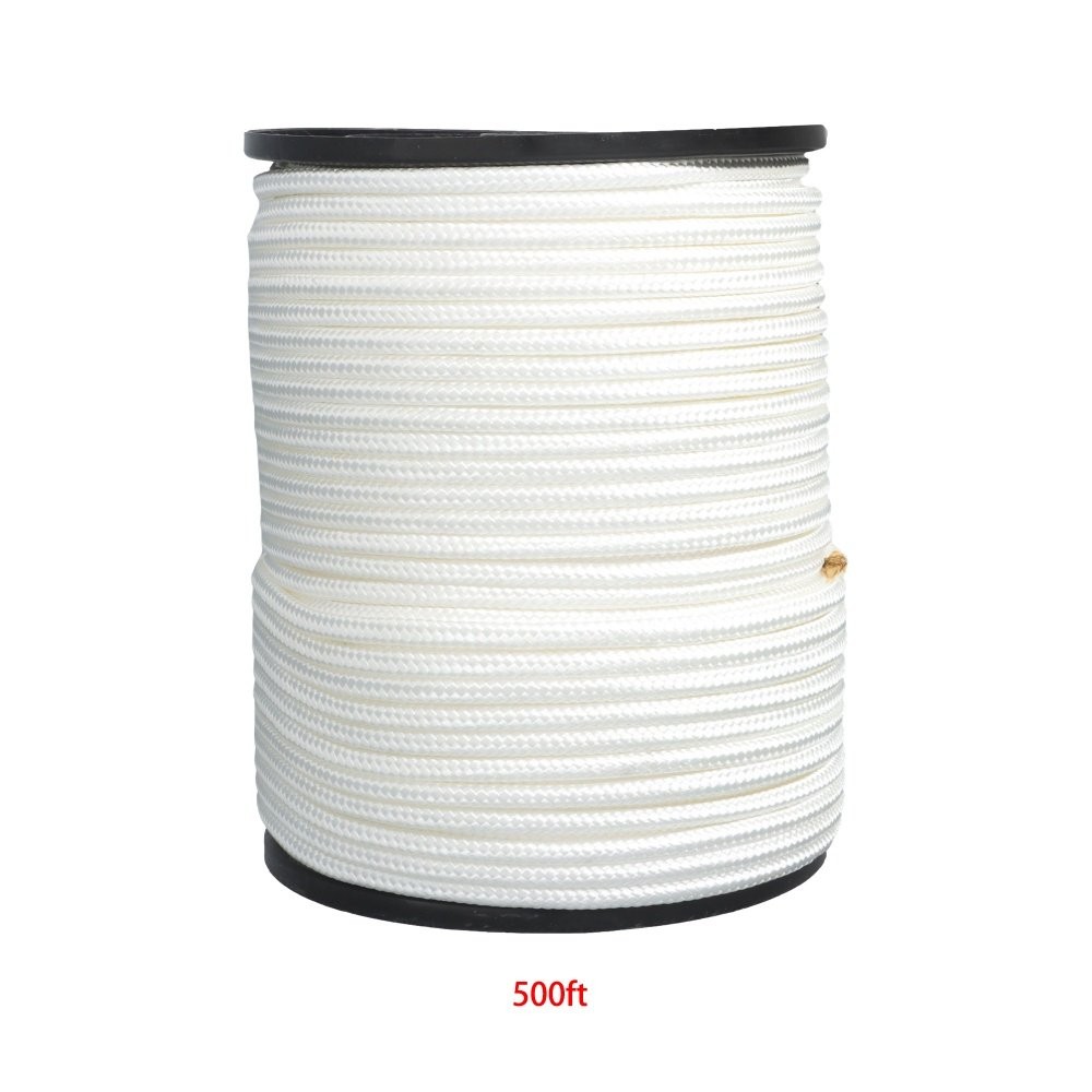 3/8 Inch 500ft White Nylon Solid Braid Rope Abrasion Resistance Low Stretch