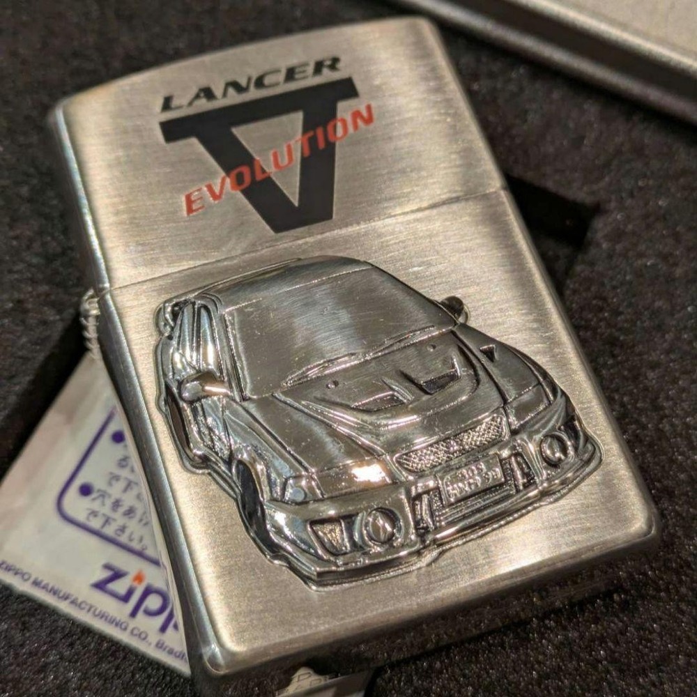 Zippo 1998 Mitsubishi Lancer Evolution 5 Double-Sided Design Silver Hairline