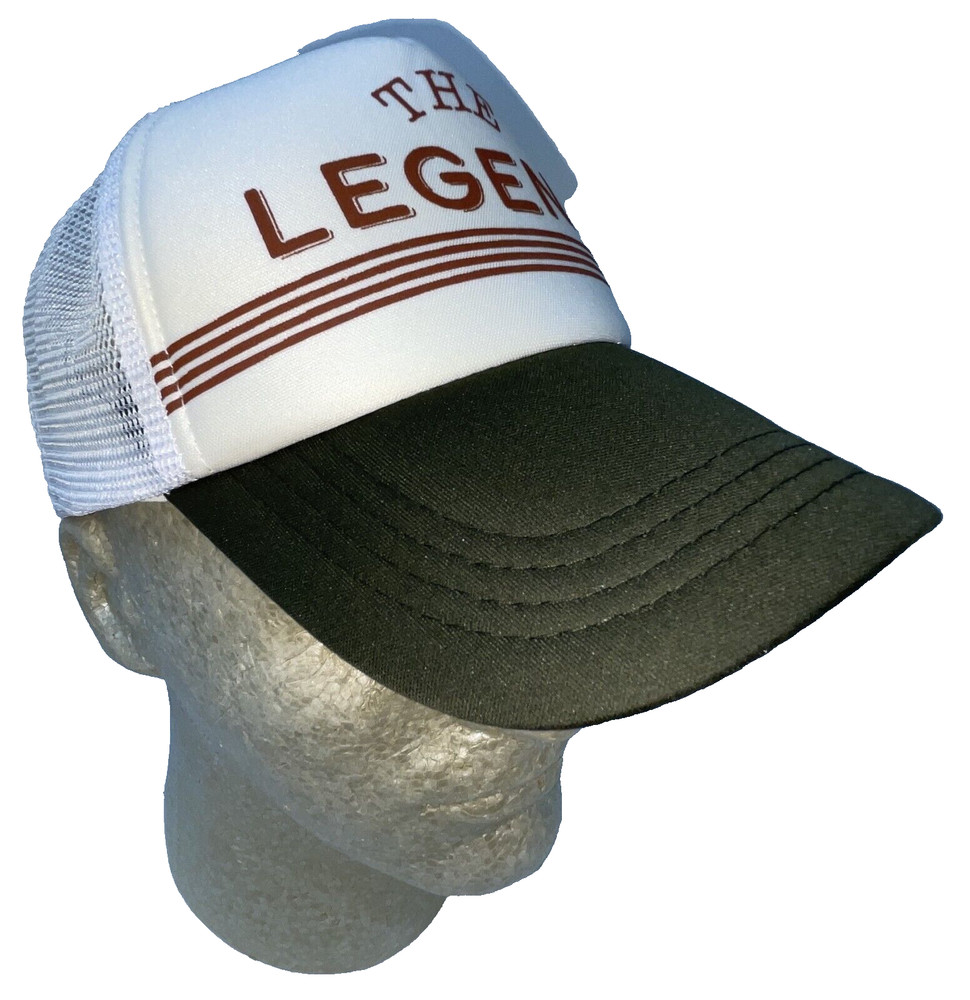 Ball Cap Hat Adjustable The Legend Mesh Back Army Green White Stripe Snapback