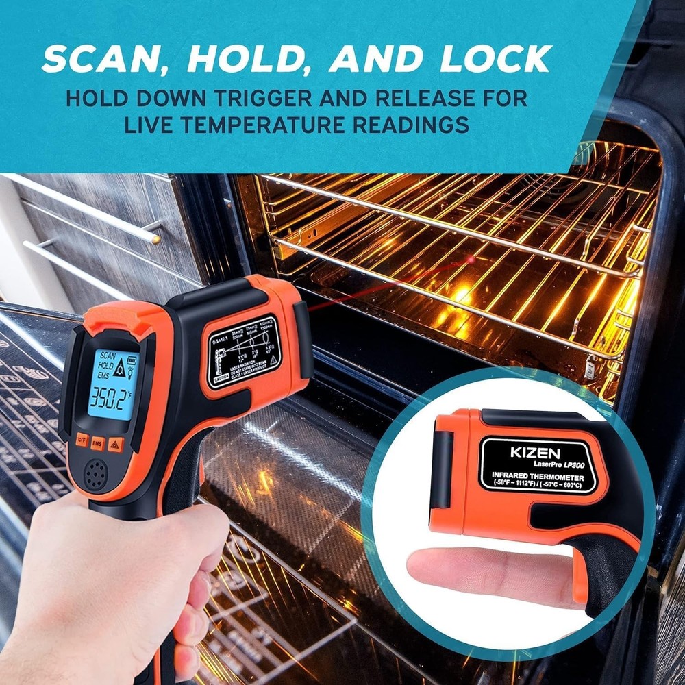 Infrared Thermometer Gun Digital Surface Temp Reader for Grill Oven Engine