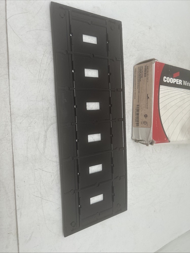 (5) Cooper 6 Gang Brown Wall Plate 2156-B