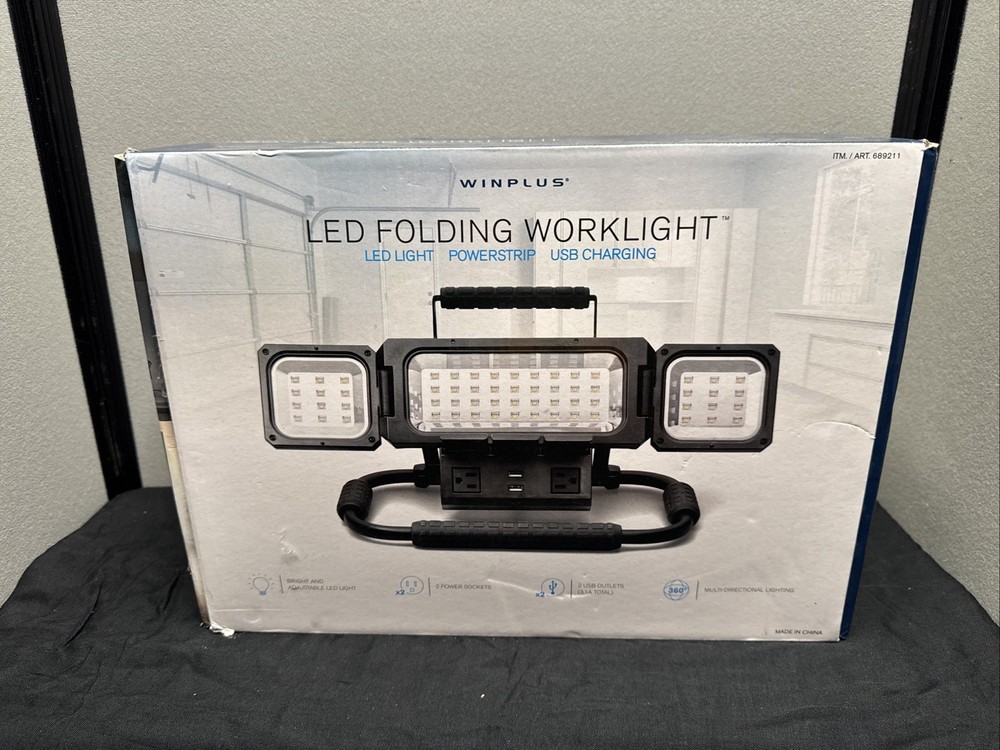 2100 Lumens LED Panel Folding Work Light with AC USB Power Strip Mountable