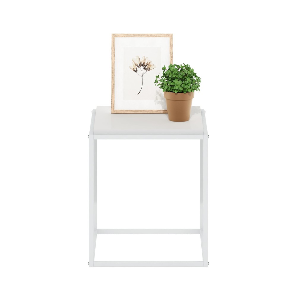 Furinno Moretti Modern Lifestyle Stackable Shelf in 1-Tier in Solid White/White