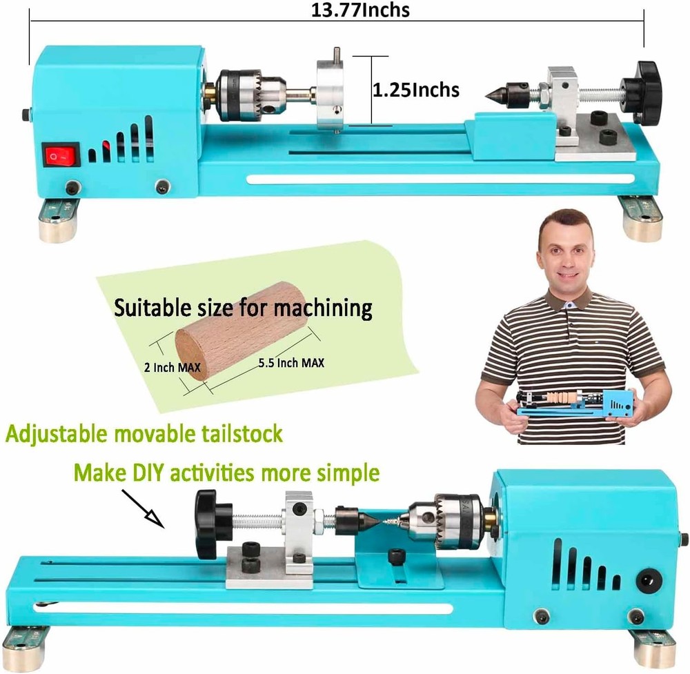 Mini Lathe Wood Lathe Machine Multi-Purpose Type Lathe Milling Cutting Grinding