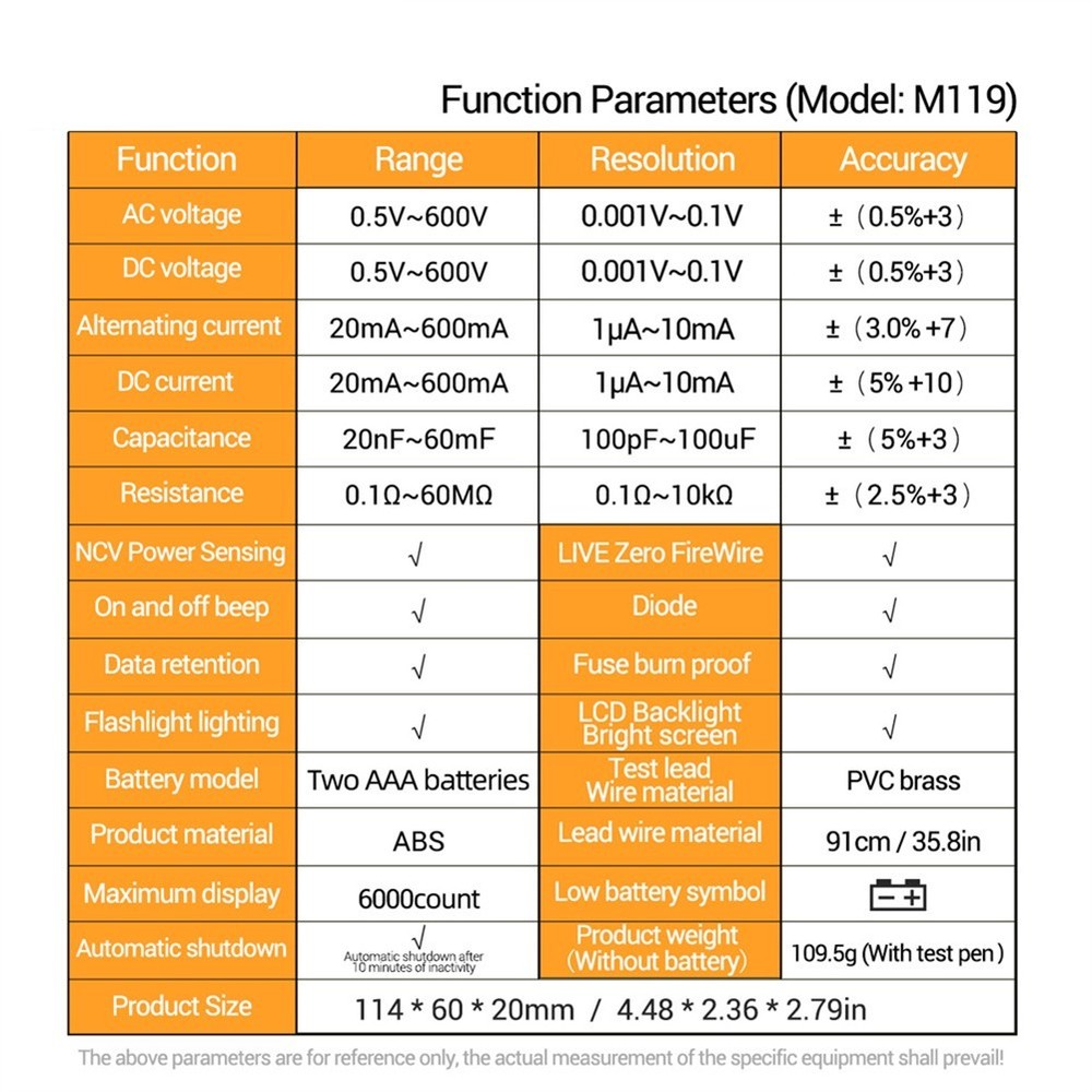 Essential M119 Digital Multimeter 6000 Count for Technicians and Students