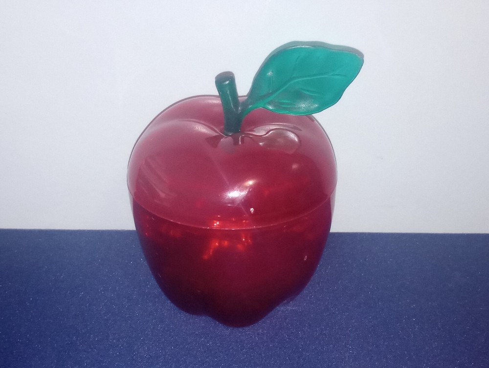 Vintage Plastic Red Apple Candy Container Holder