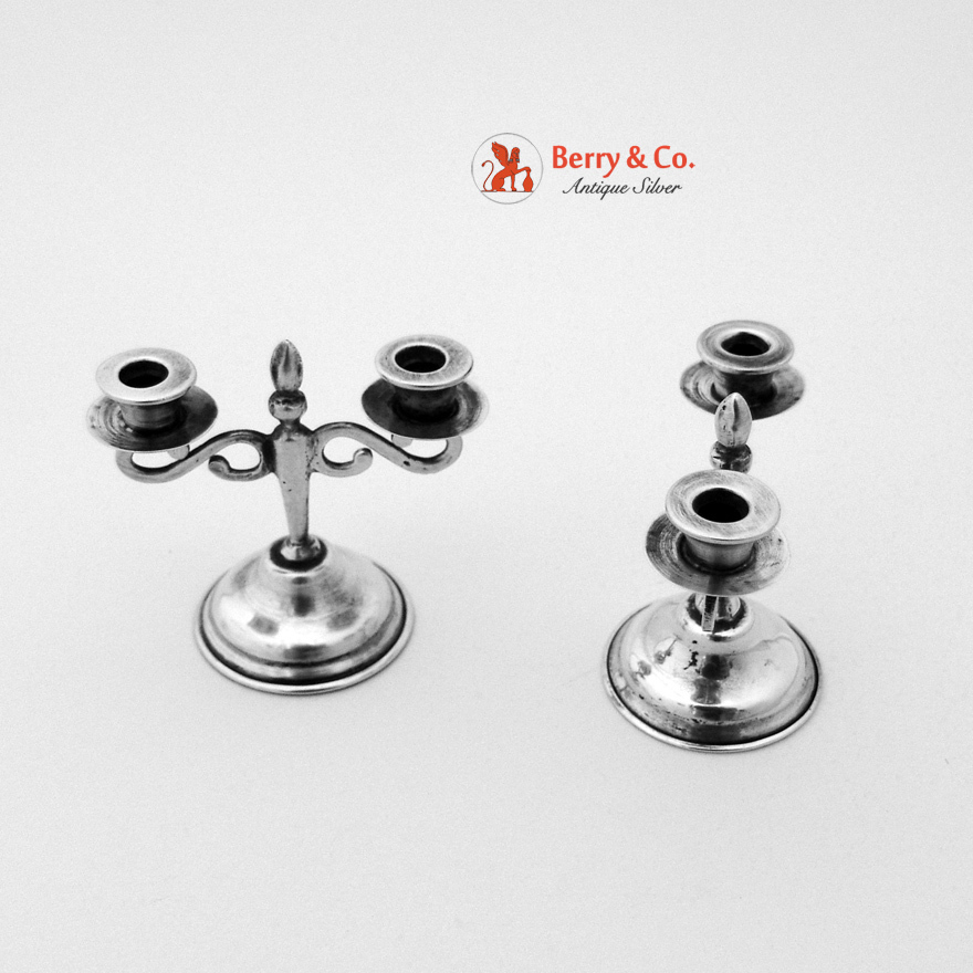 Miniature Candelabra Pair Sterling Silver 1950