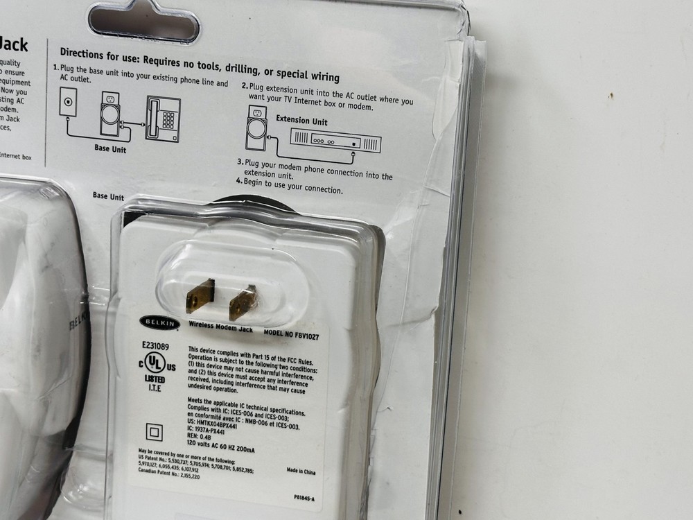 Belkin Wireless Modem Jack Model F8V1027 - New, Damaged Opened Package