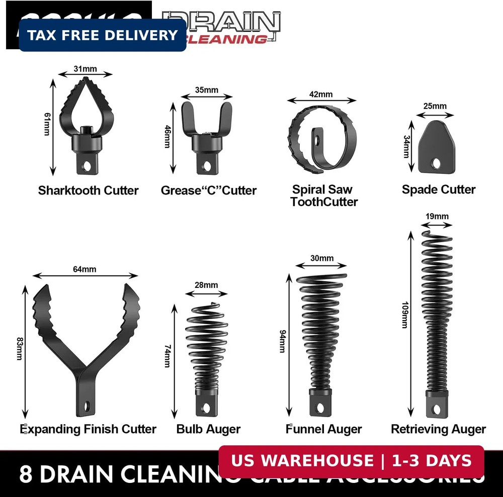 POPULO 8-Piece Drain Snake Drill Attachment - Tackle Any Clog with Precision,Com