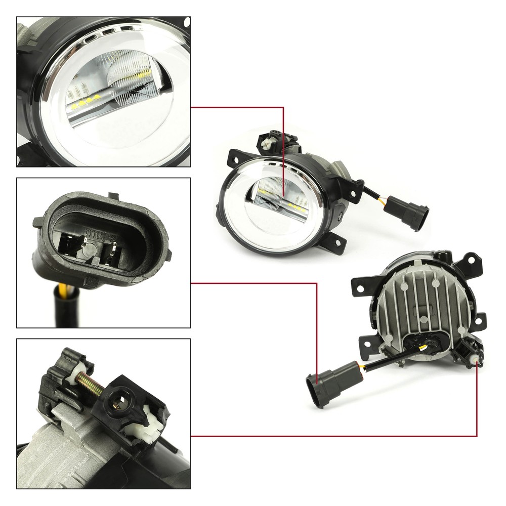 Front Bumper LED Fog Light Lamp LH & RH Pair for 14-20 Infiniti Q50 QX60 QX80