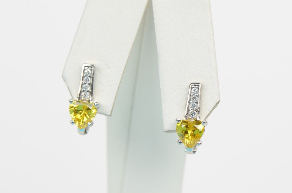 Heart Birthstone Sterling Silver Earrings