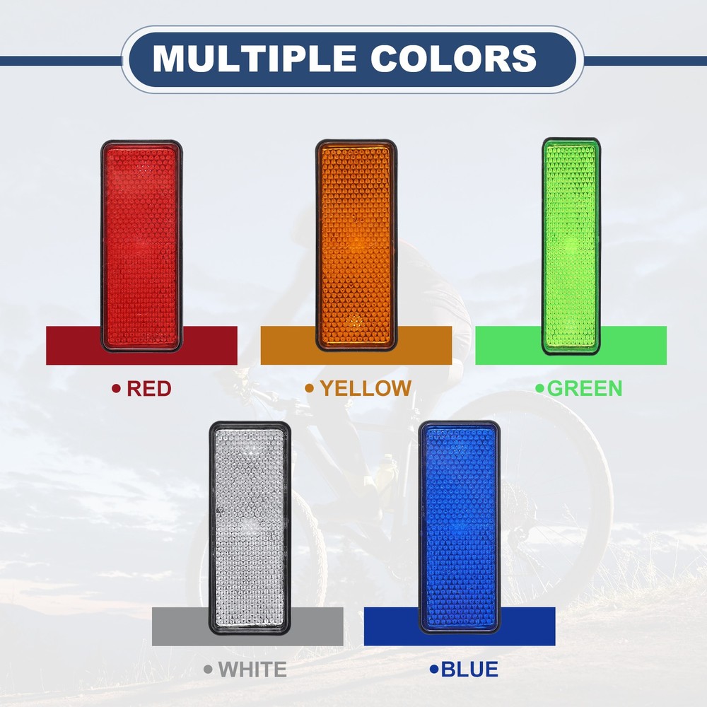 2 Pcs Rectangle Rear Reflectors, Warning Reflector with M5 Screw Blue