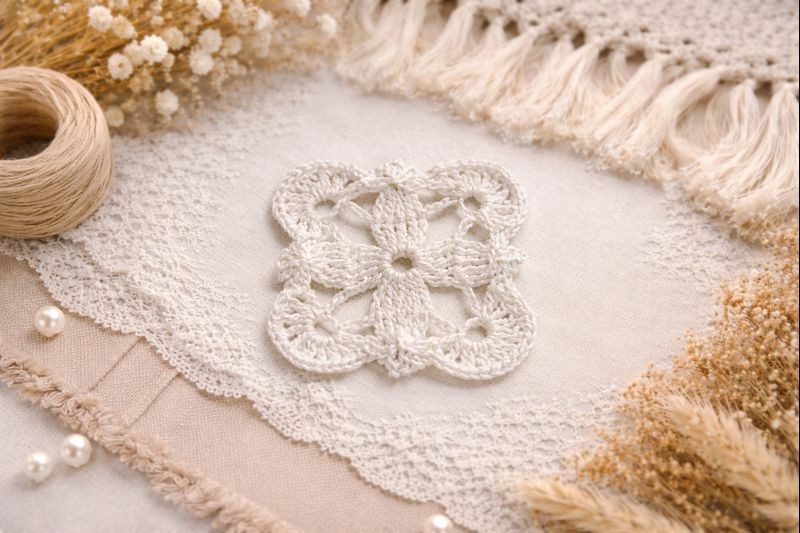 Small Crocheted Doily, Textile Ephemera, Junk Journaling