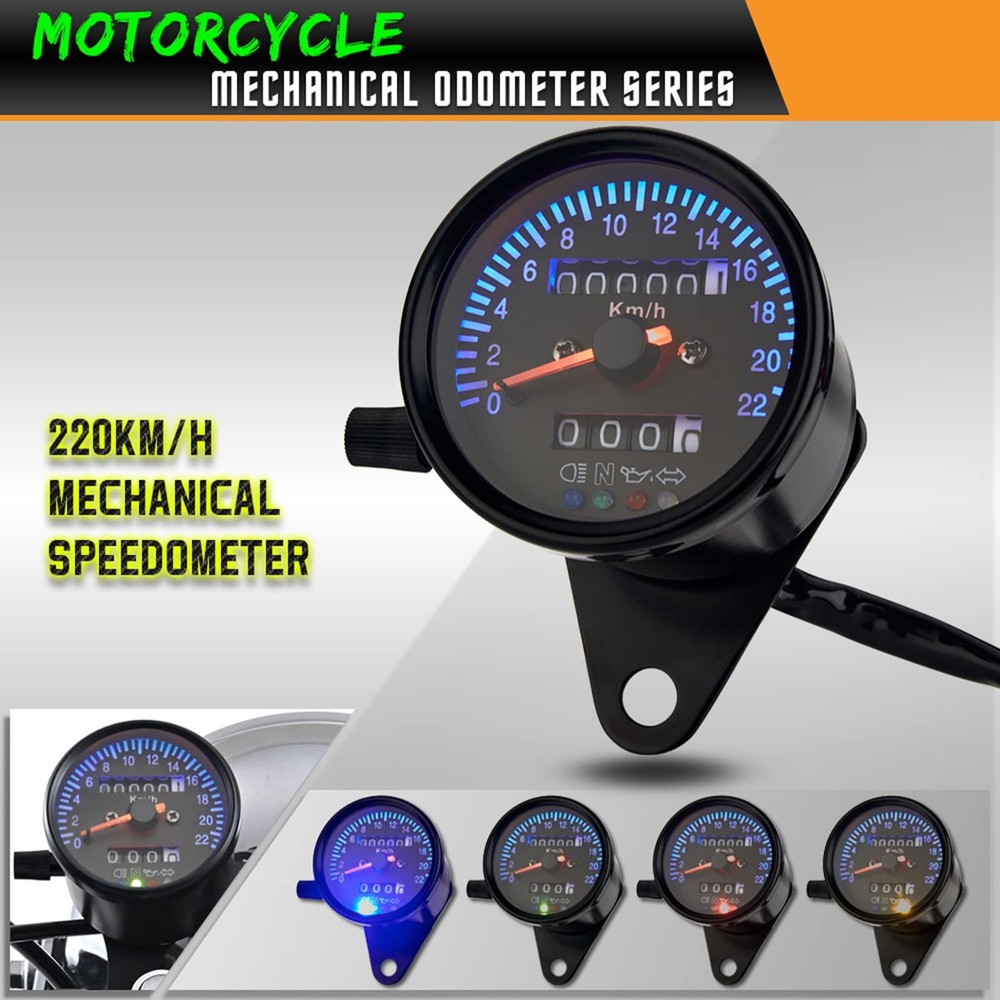 Motorcycle Speedometer 220km/h, Motorcycle Odometer Speedometer with Indicator Light...