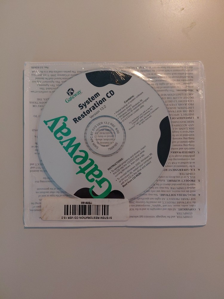 Gateway 2000 Computer System Restoration CD Version 13.2 BRAND NEW