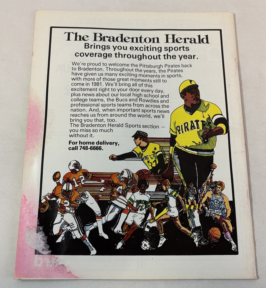 1981 PITTSBURGH PIRATES Spring Training Program And Scorecard