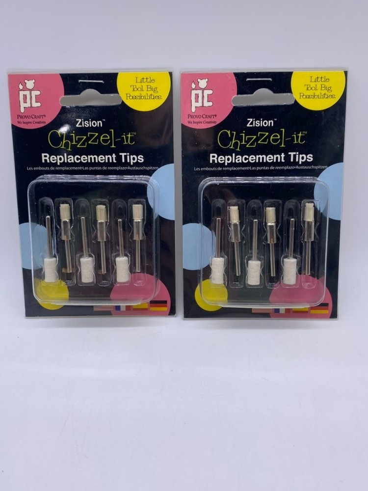 2 Packs Zision CHIZZEL-IT Engraving Embossing Buffing Brushing Replacement Tips!