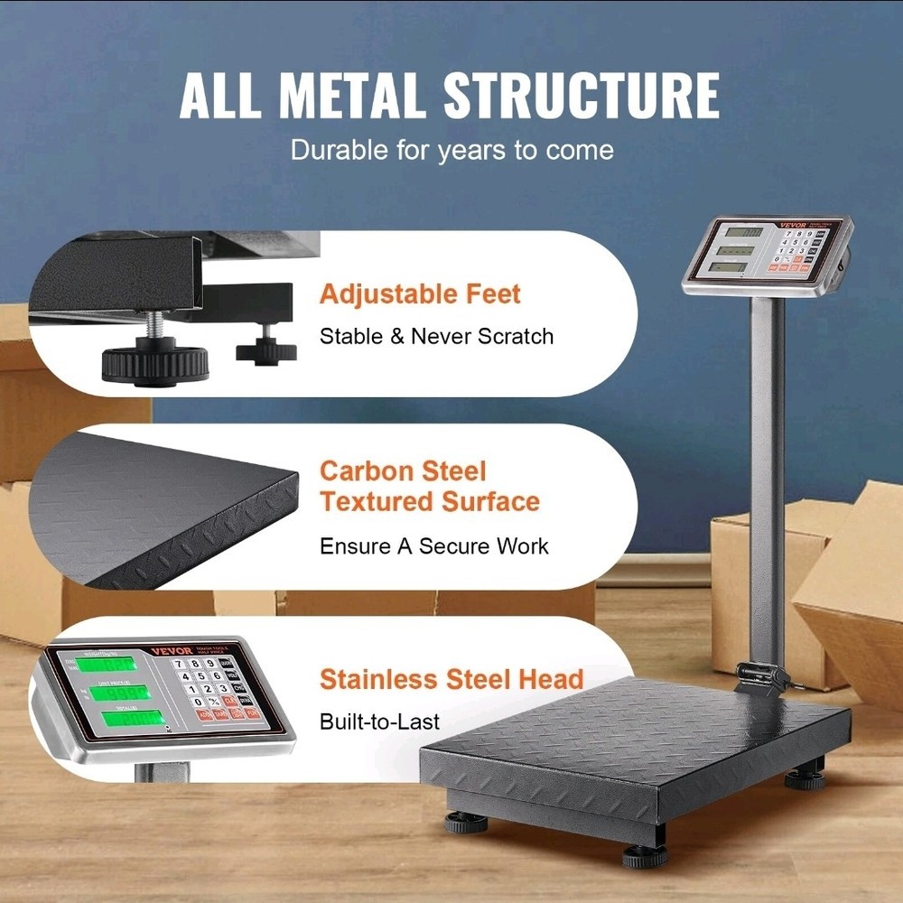 VEVOR 660 lbs/0.1 Computing Digital Floor Platform Scale Shipping Postal Scale