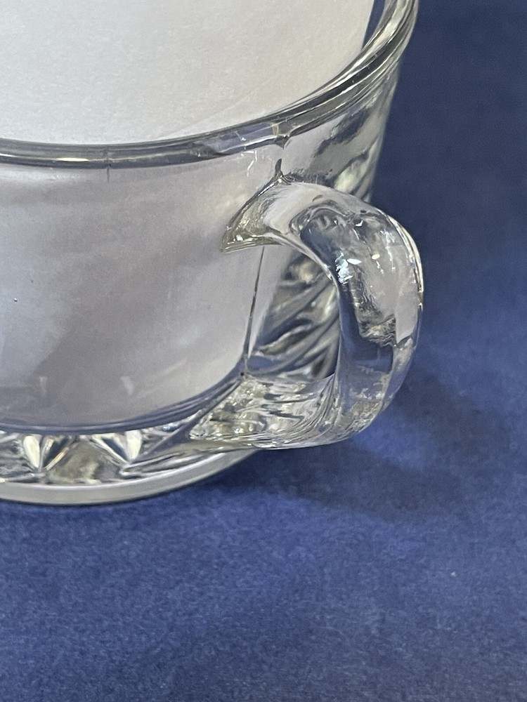 VTG Clear Etched Glass-Atomic Starburst Pattern Open Creamer & Sugar Set