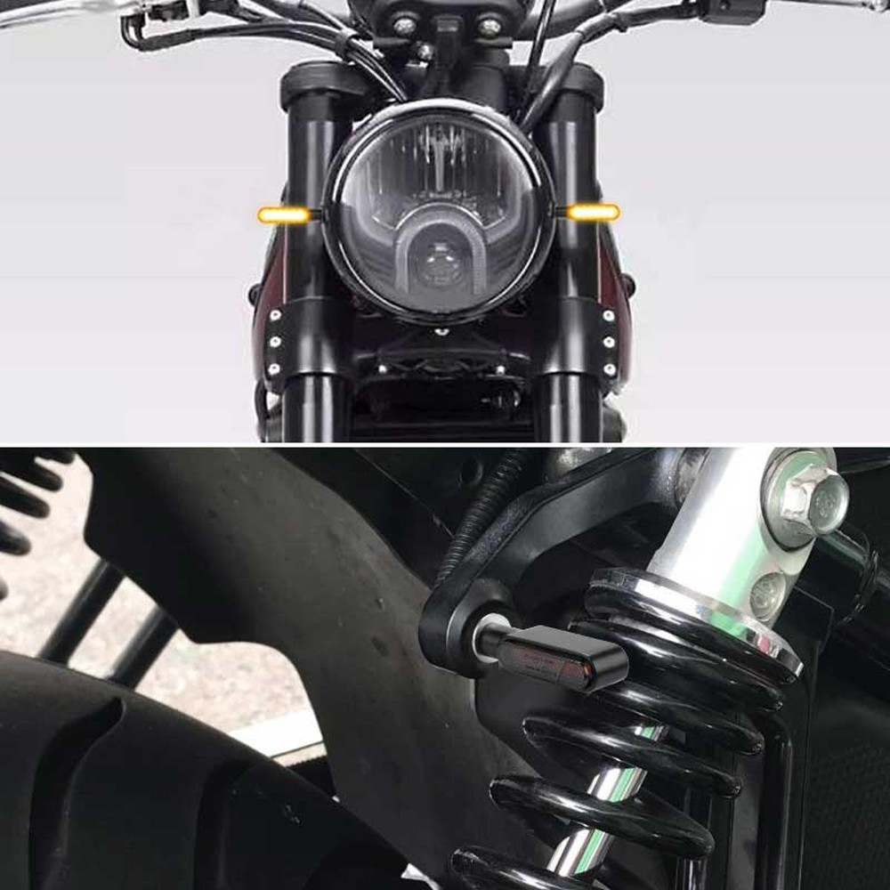 2PC Motorcycle LED Turn Signals Blinker Light Indicator Black Amber Universal