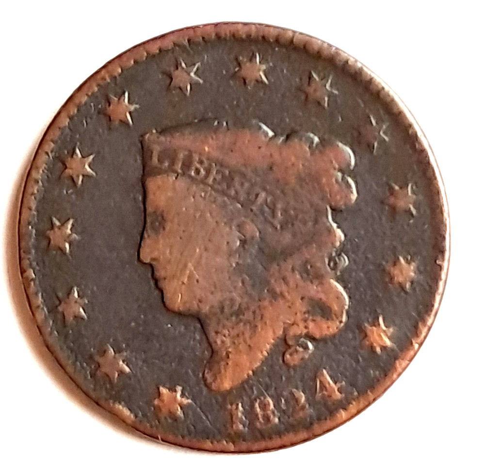 KM#45 1824 Coronet Head US Large cent
