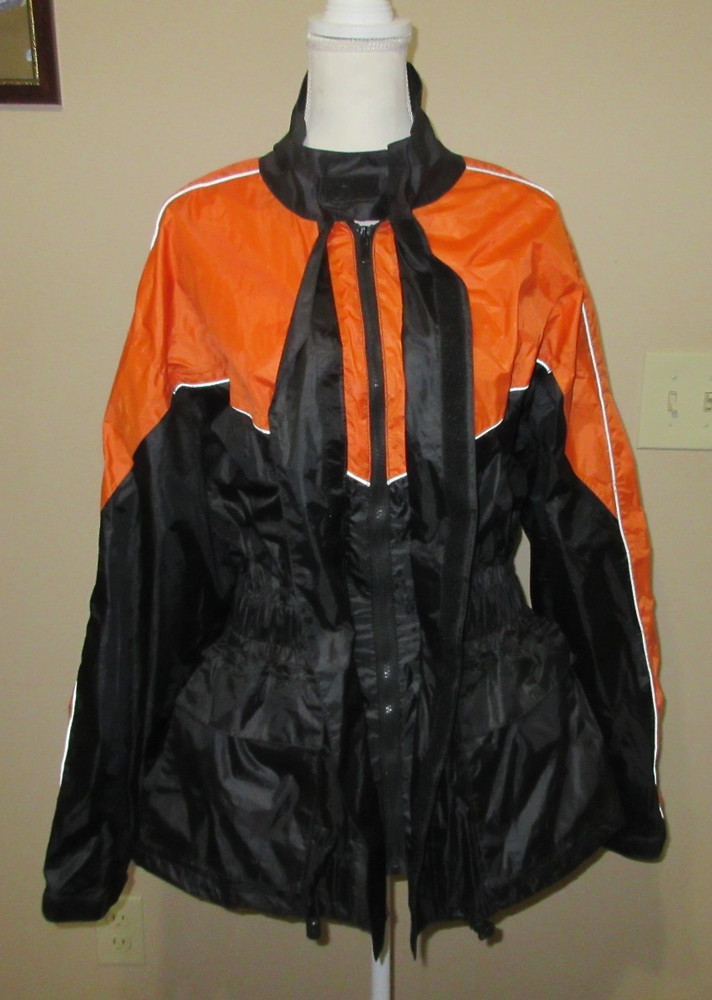 Thunder Under Rain Gear Orange & Black Waterproof Medium M Jacket Motorcycle