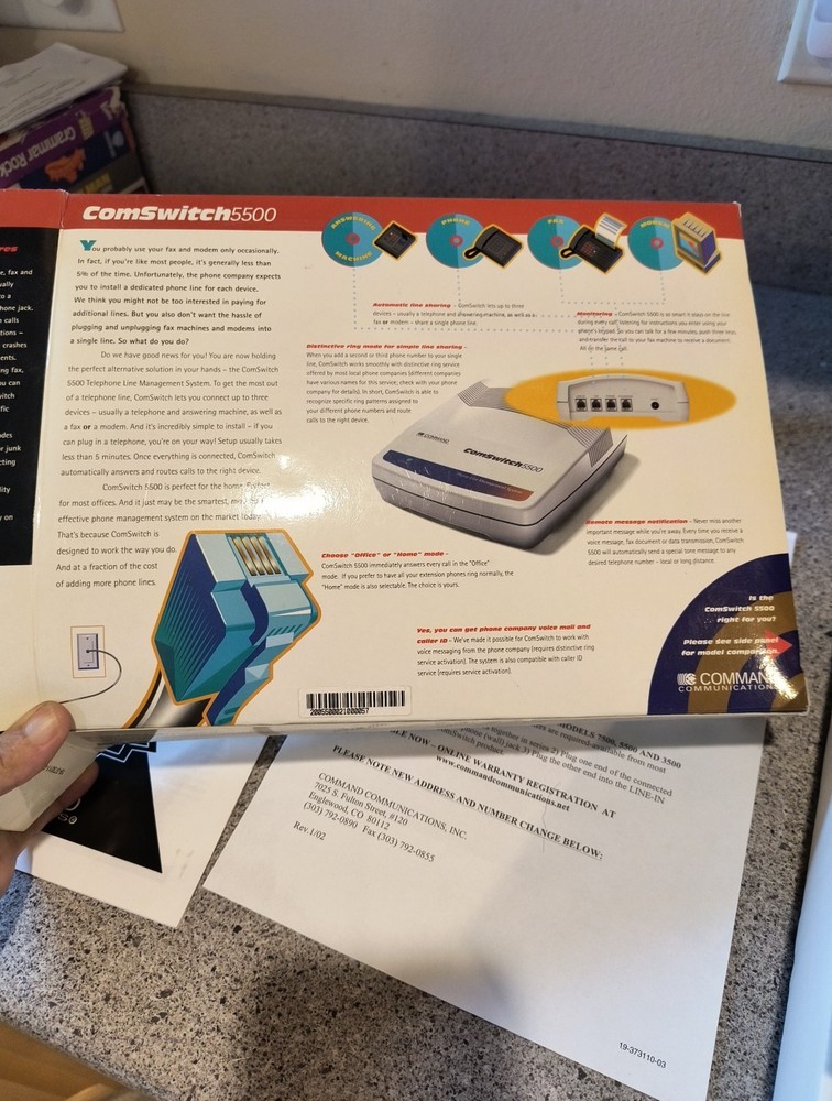 Vintage 1996 ComSwitch 5500 Automatic Phone Line Sharing Device