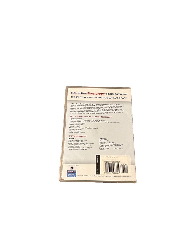 Interactive Physiology 10-System Suite CD-ROM Valuepack Item