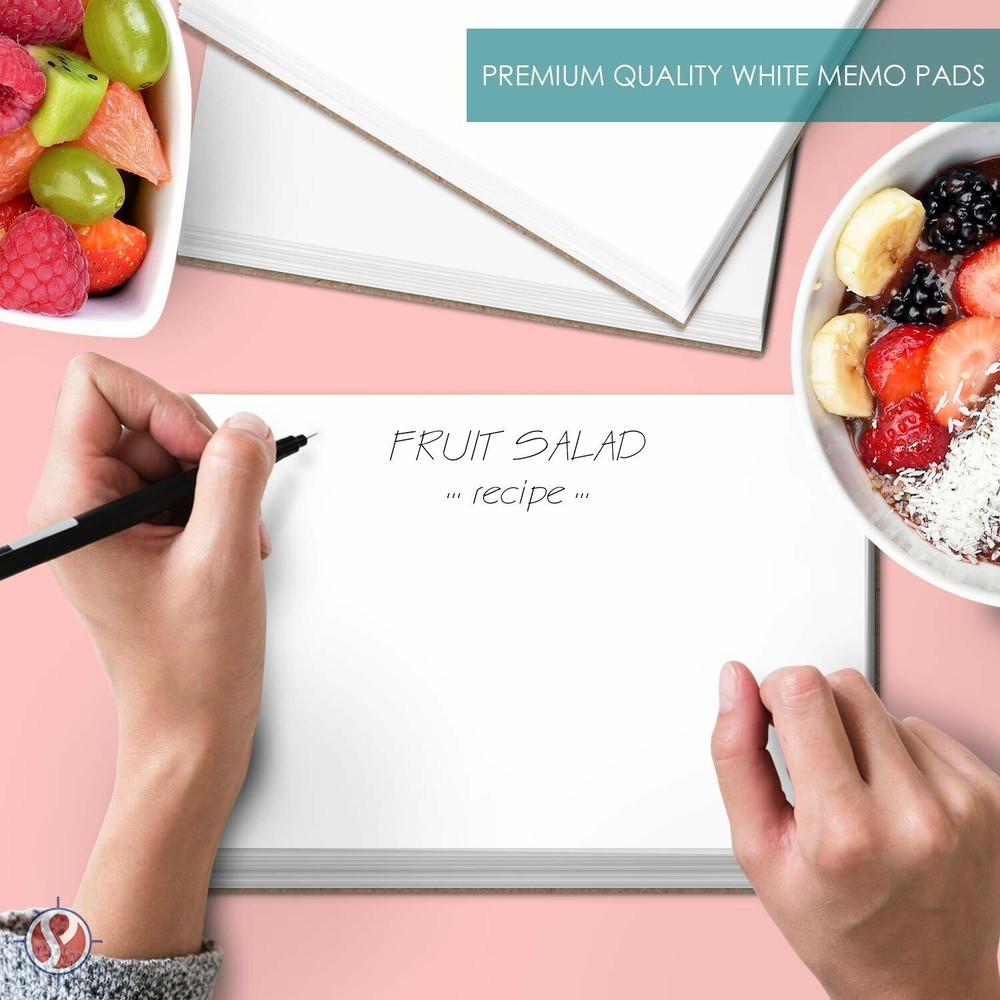 White Memo Pads - Chipboard Backing - 50 Sheets Per Pad, 10 Pads Per Pack