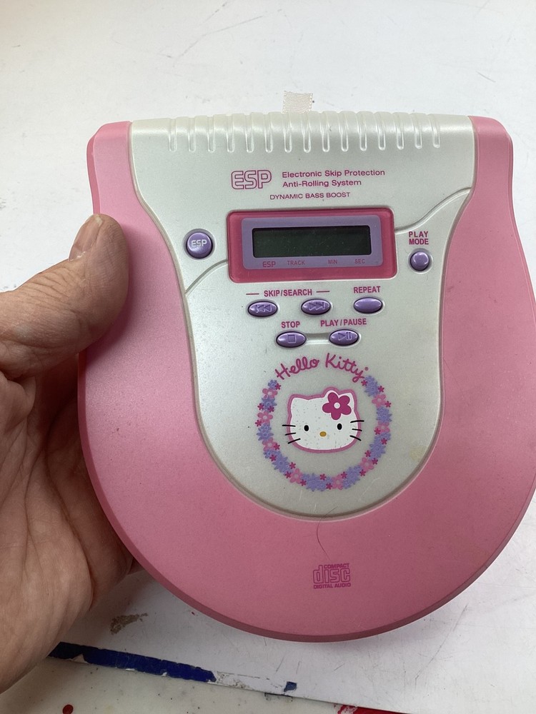 Vintage Hello Kitty Compact Disc CD Player HK33P TESTED WORKING RARE 2001 (B2)