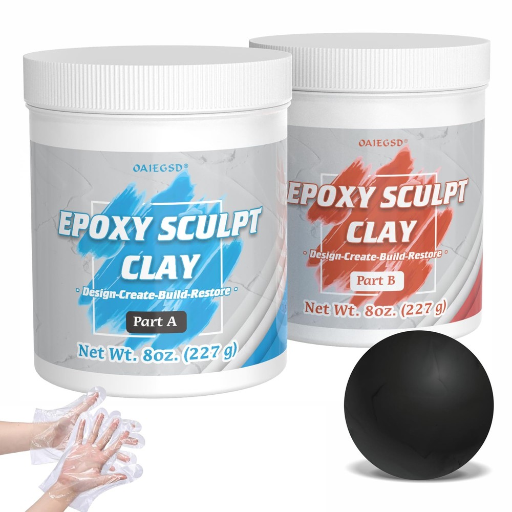 1 Pound Black Epoxy Putty Sculpt Clay, 2 Part (A & B) Modeling 1 Pound,